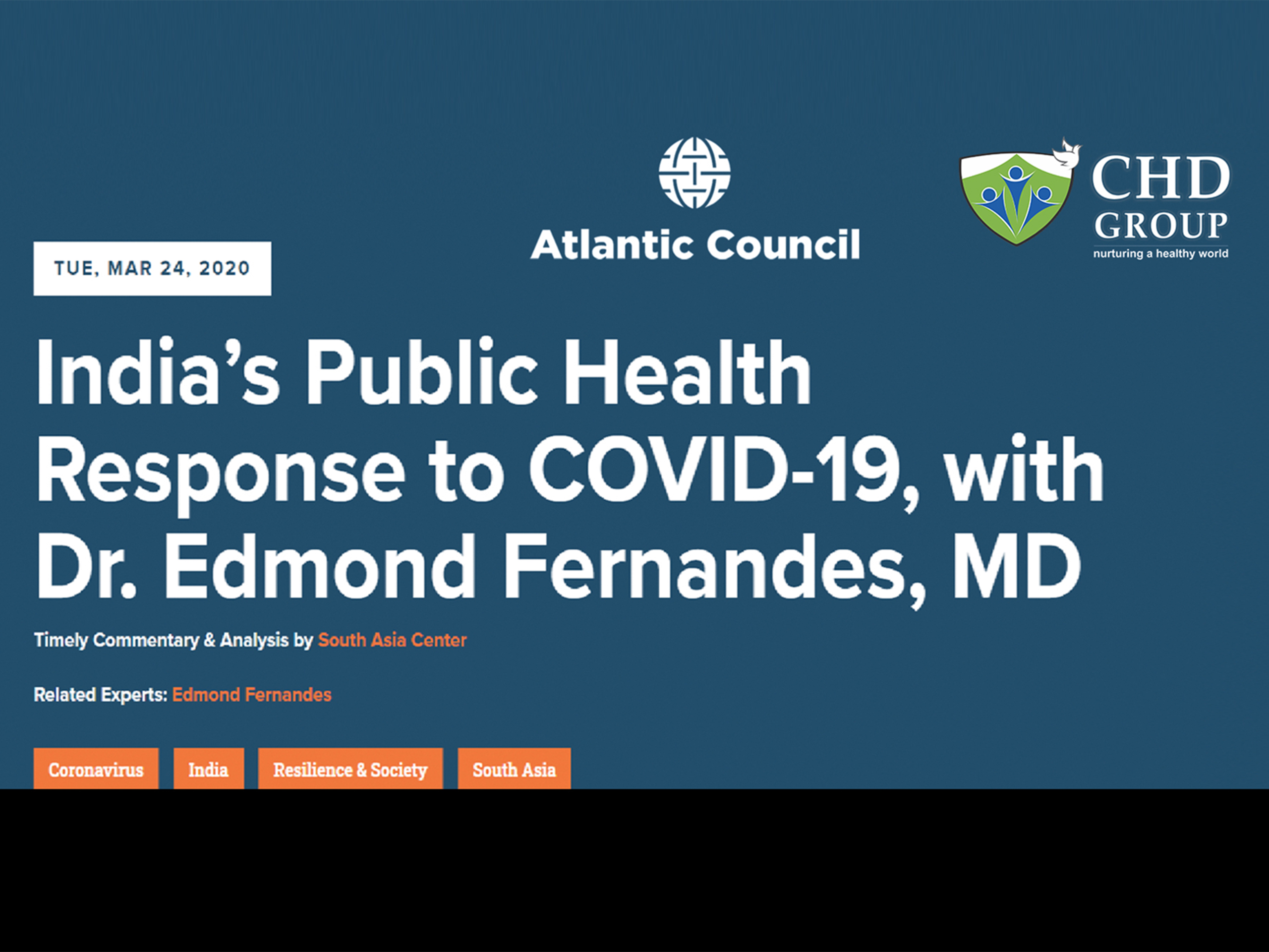 India’s public health response to COVID-19 with Dr. Edmond Fernandes, MD